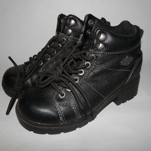 Harley Davidson Black Leather Motorcycle Biker Steel Toe Boots - Size Women's 6